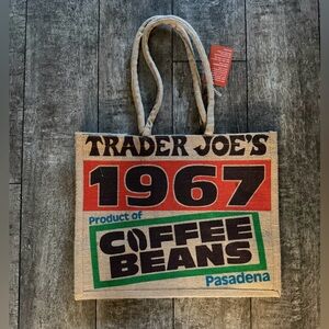 Trader Joe's; NWT; 1967 Coffee Beans; Product of Pasadena;
100% Jute Tote Bag